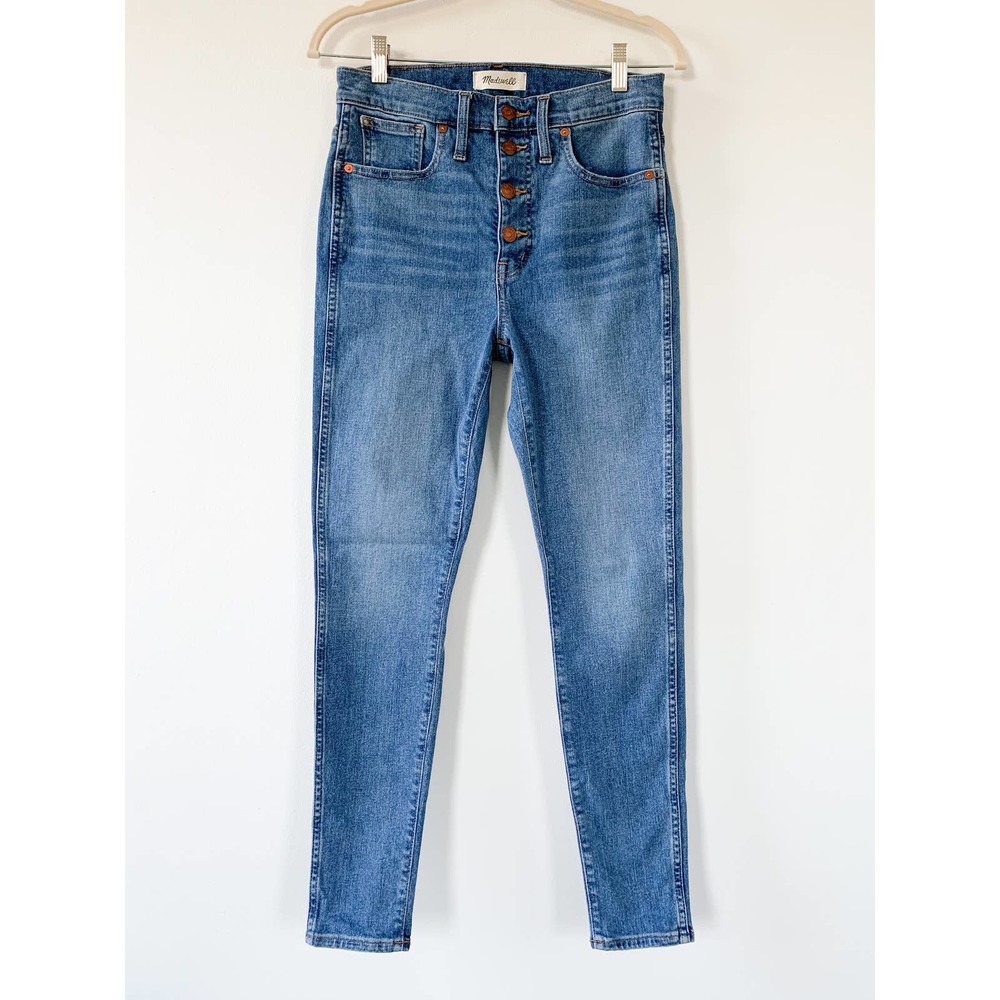 Madewell 10" High-Rise Button-Front Skinny Jeans in Size 28 Dewitt Wash $135
